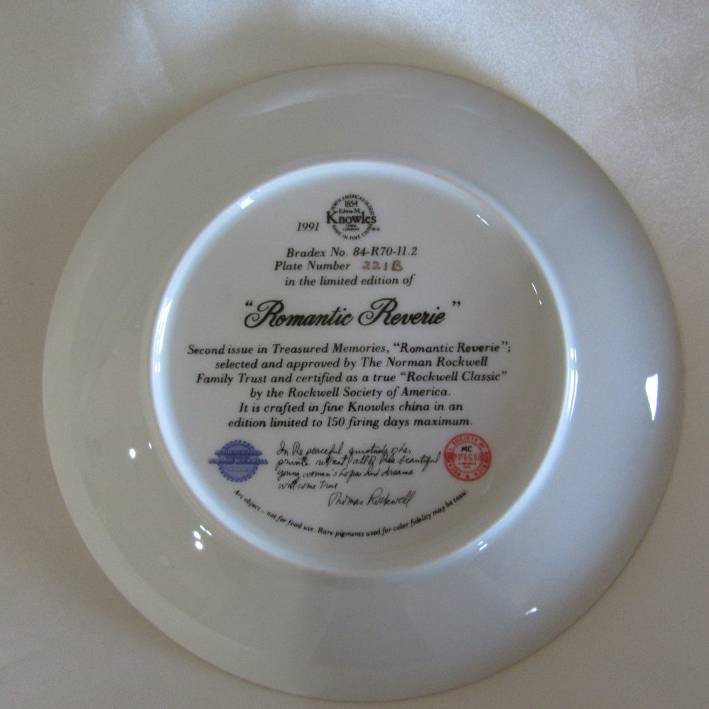 Collector Plate Romantic Reverie - Picture 3 of 7